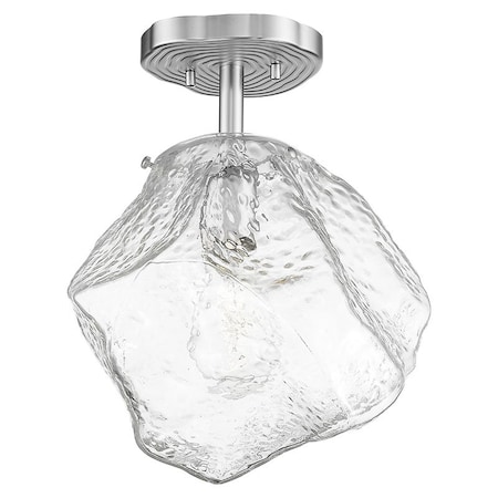 Boulder, LED SemiFlush, Mirrored Stainless Steel Finish, Clear Glass